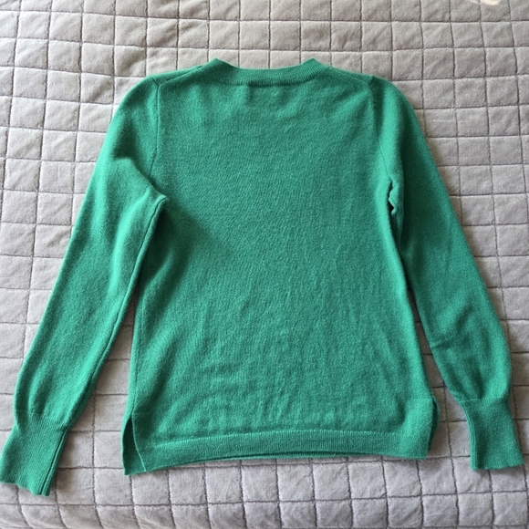 J. Crew 100% Cashmere Salut Sweater - Size XS- Green White- Crew Neck - Picture 6 of 6